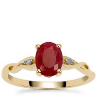 Burmese Ruby Ring with Diamond in 9K Gold 1.55cts