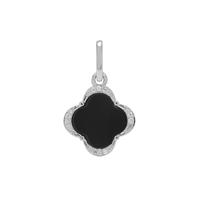 Black Onyx Pendant with White Zircon in Sterling Silver 4.25cts