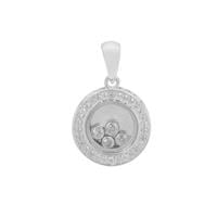 Optic Quartz Pendant with White Zircon in Sterling Silver 2.15cts