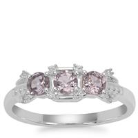 Burmese Spinel Ring with White Zircon in Sterling Silver 1.10cts