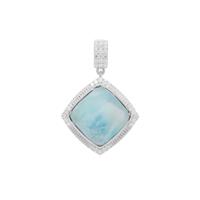 Larimar Pendant with White Zircon in Sterling Silver 11.90cts