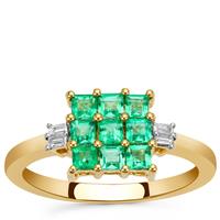 Panjshir Emerald Ring with Diamond in 18K Gold 0.75ct