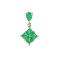 Panjshir Emerald Pendant with Diamond in 18K Gold 1.35cts