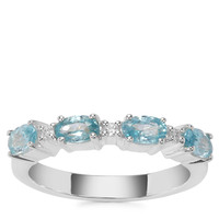 Ratanakiri Blue Zircon Ring with White Zircon in Sterling Silver 1.59cts