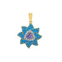 Tanzanite Pendant with White Zircon in Gold Plated Sterling Silver 0.50ct