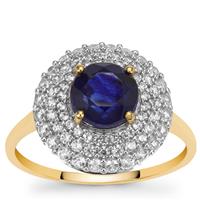 Thai Sapphire Ring with White Zircon in 9K Gold 3.20cts (F)
