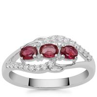 Rajasthan Garnet Ring with White Zircon in Sterling Silver 0.90ct