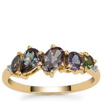 East African Colour Change Garnet Ring with White Zircon in 9K Gold 1.55cts