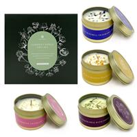 Gem Auras Set of 4 Garden Collection Tinned Candles with Gemstones ATGW 80cts