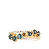 Cobalt Blue Spinel Ring with White Zircon in 9K Gold 1.06cts