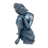 Hands on Knee Sitting Buddha Ornament in Blue and Copper 