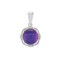 Purple Moonstone Pendant with White Zircon in Sterling Silver 4.15cts
