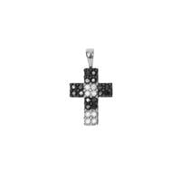 Black Diamond Cross Pendant with White Diamond in 9K White Gold 0.35ct
