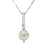 South Sea Cultured Pearl Pendant Necklace  in Sterling Silver  (9mm)