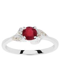 Luc Yen Ruby Ring with White Zircon in Sterling Silver 0.85ct