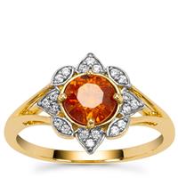 Sphalerite Ring with White Zircon in 9K Gold 1.30cts