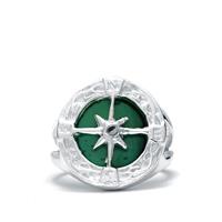 Malachite Ring with White Topaz  in Sterling Silver 1.8cts