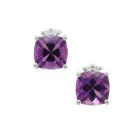 Moroccan Amethyst Earrings with White Zircon in Sterling Silver 2.80cts