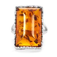 Baltic Cognac Amber Ring in Sterling Silver (21 x 13mm)