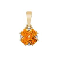 Mandarin Garnet Pendant with Diamond in 9K Gold 1.20cts