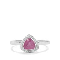 Ilakaka Hot Pink Sapphire Ring with White Zircon in Sterling Silver 1.15cts