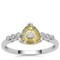 Lehrer TorusRing Montana Sapphire Ring with Diamond in 18K White Gold 1.05cts