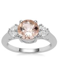 Champagne Danburite Ring with White Zircon in Sterling Silver 2.18cts
