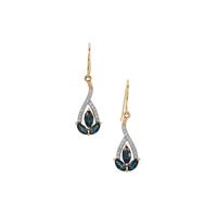 Natural Nigerian Blue Sapphire Earrings with White Zircon in 9K Gold 1.60cts