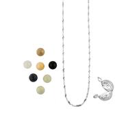 Gem Auras Chakra Aura Ball Necklace Set in Sterling Silver with 7 Interchangeable Gemstones 
