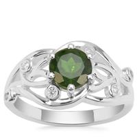 Chrome Diopside Ring with White Zircon in Sterling Silver 1.59cts