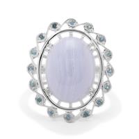 Blue Lace Agate Ring with Marambaia London Blue Topaz in Sterling Silver 9.07cts