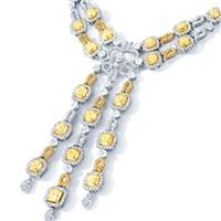 Yellow Diamond Necklace with Diamond in 18k White Gold