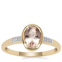 Nigerian Peach Morganite Ring with Diamond in 9K Gold 1.10cts