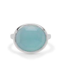 Rose Cut Aqua Chalcedony Ring in Sterling Silver 8cts