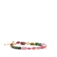 Multi-Colour Tourmaline Bracelet in Gold Tone Sterling Silver 20cts