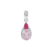 Minas Gerais Kunzite, Kenyan Ruby Pendant with White Zircon in Sterling Silver 2.95cts