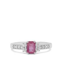 Ilakaka Hot Pink Sapphire Ring with White Zircon in Sterling Silver 1.15cts (F)