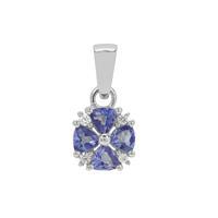 Tanzanite Pendant with White Zircon in Sterling Silver 1cts