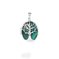 Malachite Tree of Life  Locket in Sterling Silver 15cts