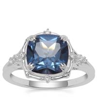 Hope Topaz Ring with White Zircon in Sterling Silver 3.77cts