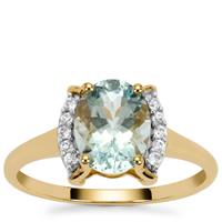 Aquaiba™ Beryl Ring with White Zircon in 9K Gold 1.70cts