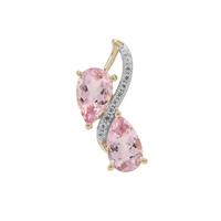 Nigerian Pink Morganite Pendant with White Zircon in 9K Gold 1.55cts