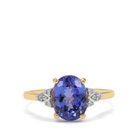AA Tanzanite Ring with White Zircon in 9K Gold 2.70cts