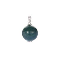 Olmec Jadeite Pendant with White Topaz in Sterling Silver 35.04cts