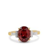 Umba Valley Red Zircon Ring with Diamond in 18K Gold 4.40cts