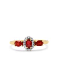 Tanzanian Ruby Ring with White Zircon in 9K Gold 0.95ct