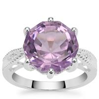 Rose De France Amethyst Ring with White Zircon in Sterling Silver 6.95cts