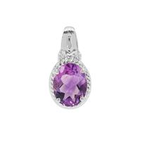 Moroccan Amethyst Pendant with White Zircon in Sterling Silver 1.70cts
