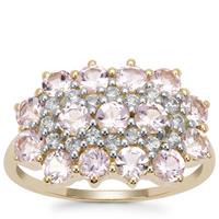 Pink Morganite Ring with White Zircon in 9K Gold 1.77cts