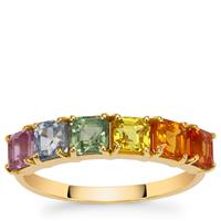 Asscher Cut Songea Multi Sapphire Ring in 9K Gold 2.45cts